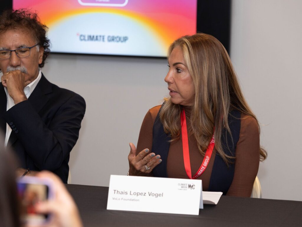 Thais López Vogel, directora de la Fundación VoLo, durante su participación en la mesa redonda “Encrucijada Climática: Impactos y Acción”, celebrada en la Semana del Clima de Nueva York. Crédito: Cortesía de VoLo Foundation.